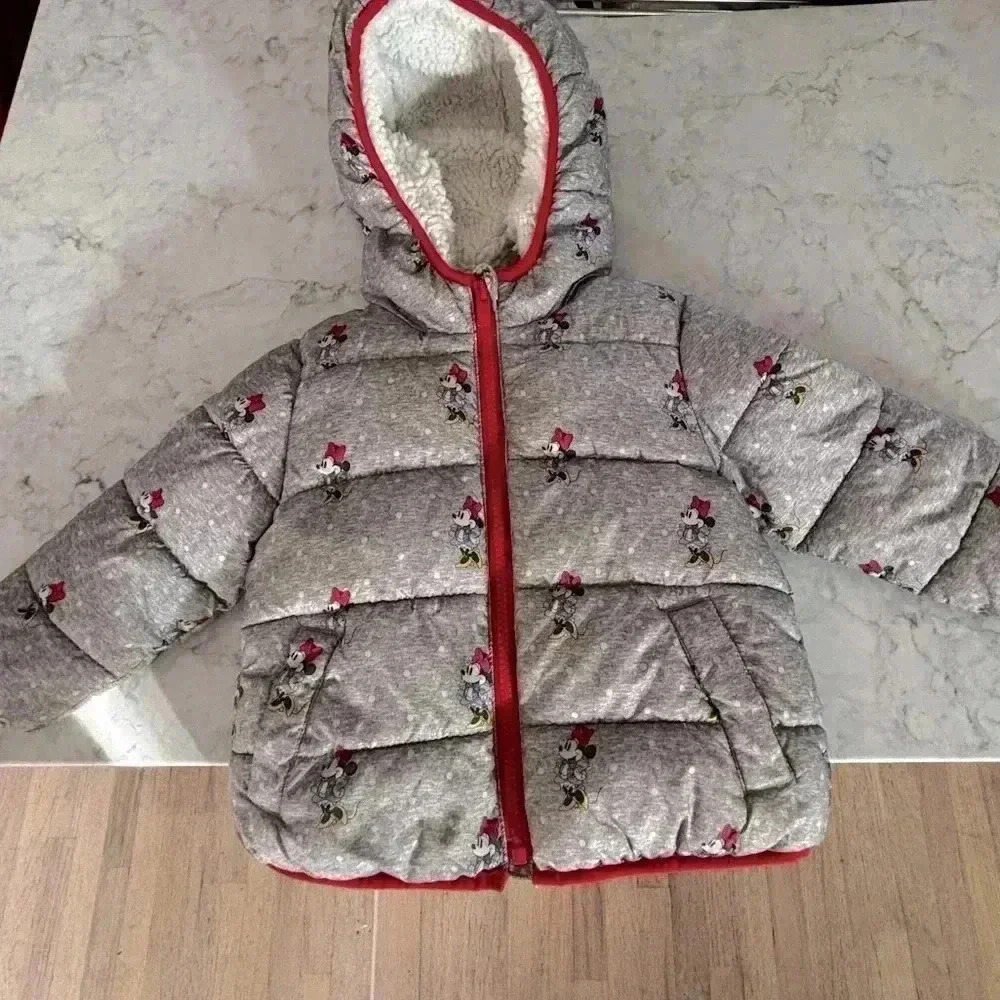 Baby Gap Disney Kids Grey Puffer Jacket with Hood